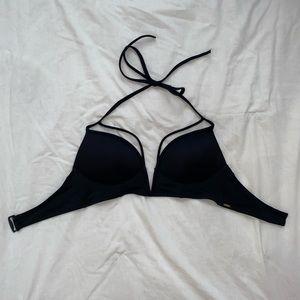 Victoria’s Secret black bikini top with a wired deep-v cut Size small